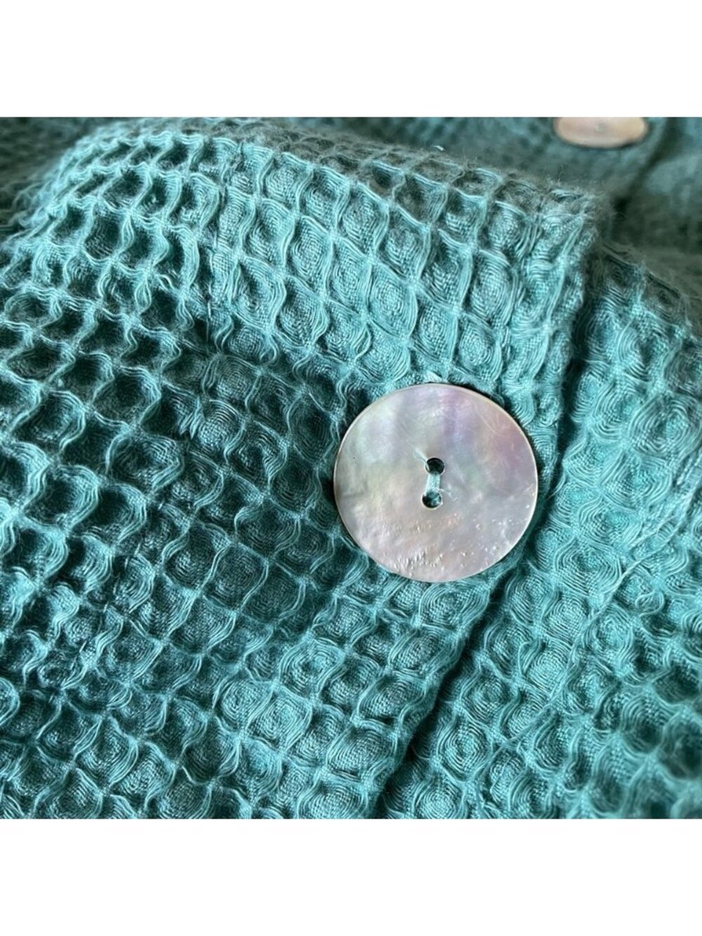 Lagenlook Jacket Shacket Green Women's 1X Soft Waffle Knit Boho Coastal Grandma - Picture 3 of 6